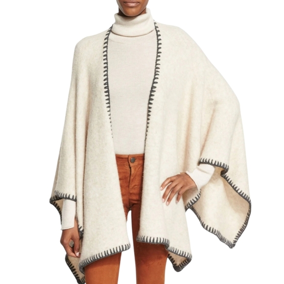 Alice + Olivia Sweaters - Alice + Olivia Oversized Drape Cream  Poncho